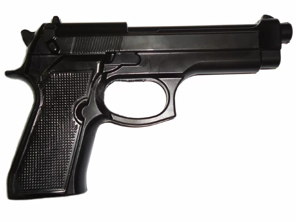 Реальное фото Пистолет тренировочный мягкий термоэластопласт 430 гр черный ПТ-1М от магазина СпортЕВ