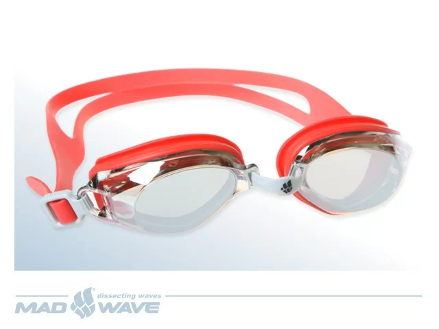 Реальное фото Очки для плавания Mad Wave Predator Mirror red M0421 05 0 05W от магазина СпортЕВ