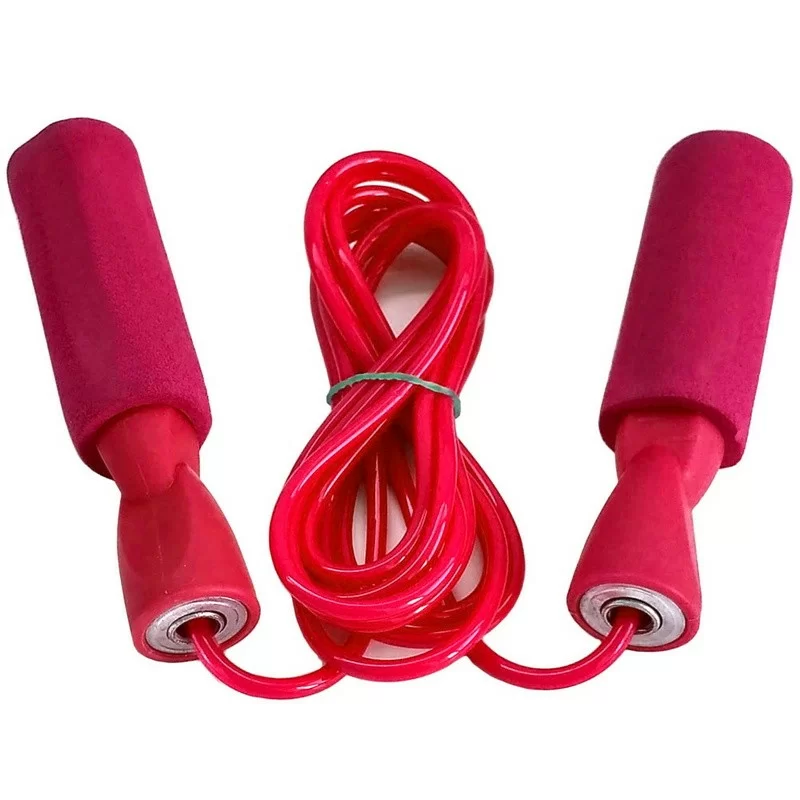 Реальное фото Скакалка 2.8 м с подшипником R18103-2 ПВХ розовые ручки, красный шнур от магазина СпортЕВ