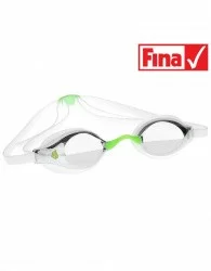 Очки для плавания Mad Wave Record Breaker Mirror стартовые white/green M0454 02 0 02W