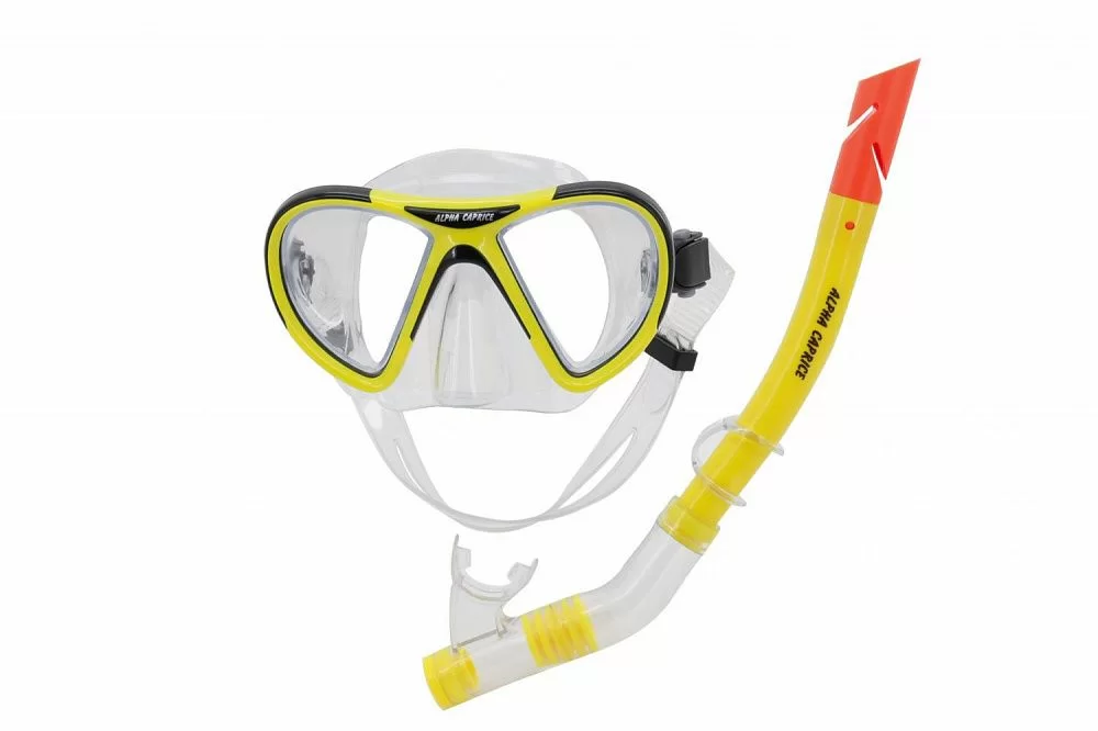 Реальное фото Набор для плавания Alpha Caprice (маска+трубка) MS-1399S24 ПВХ желтый от магазина СпортЕВ