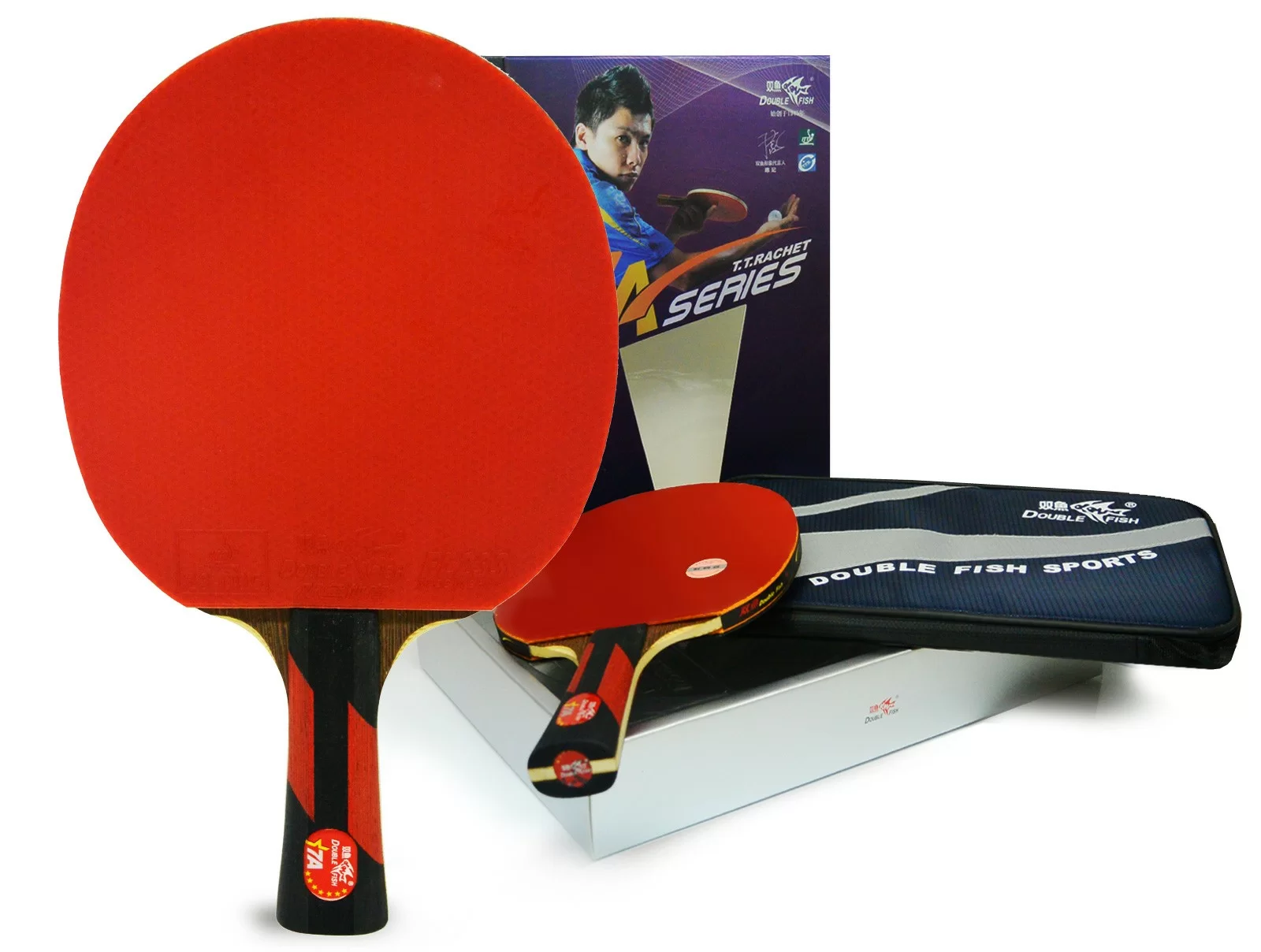 Реальное фото Ракетка для настольного тенниса Double Fish серия с чехлом 7А-С от магазина СпортЕВ