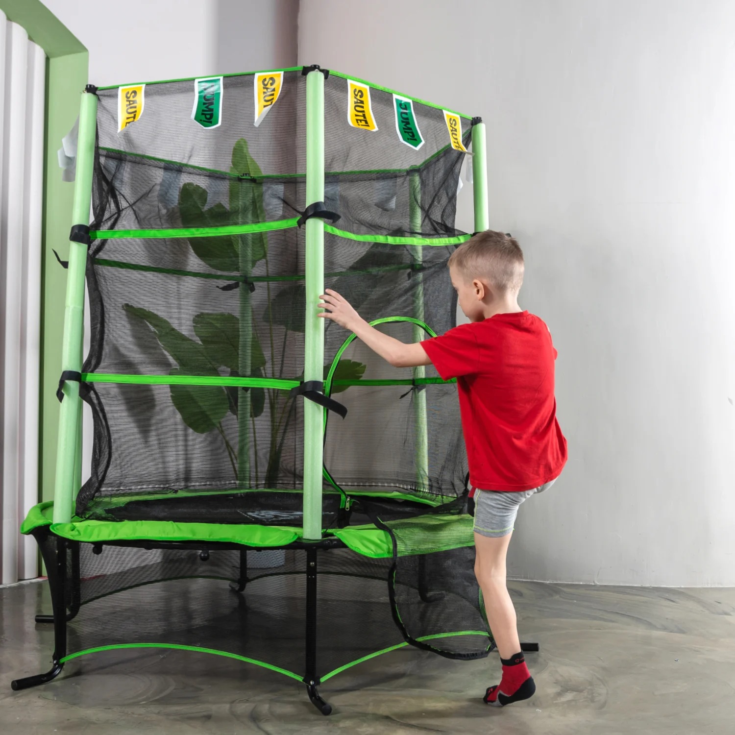 Реальное фото Батут DFC JUMP KIDS 55" зеленый, сетка (137см) 55INCH-JD-G от магазина Спортев