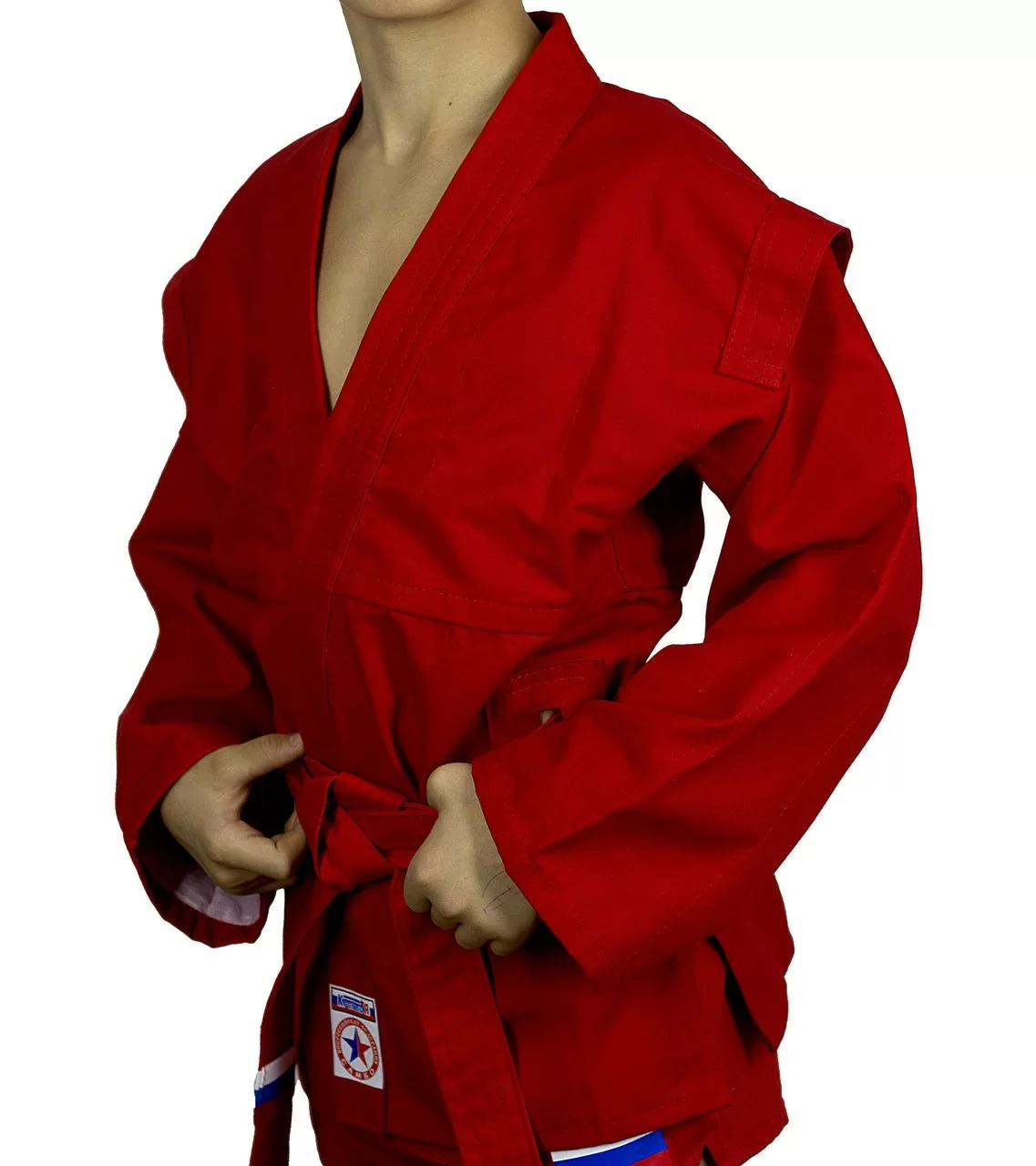 Реальное фото Куртка для самбо Крепыш облегченная красная К.31.КР-44.00 от магазина СпортЕВ