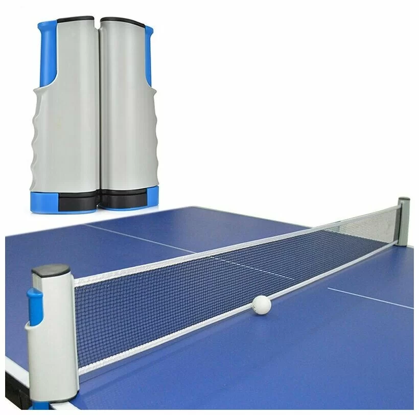 Реальное фото Сетка для настольного тенниса E33569 с авторегулировкой серо-синяя от магазина СпортЕВ