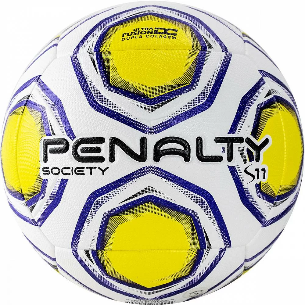Реальное фото Мяч футбольный Penalty Bola Society S11 R2 XXI №5 PU термосшивка бело-желт-синий 5213081463-U от магазина СпортЕВ
