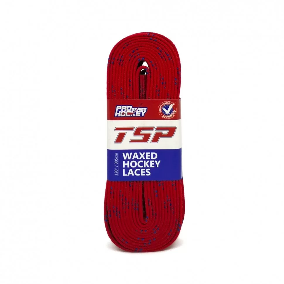 Реальное фото Шнурки хоккейные 213 см с пропиткой TSP Hockey Laces Waxed red 2140 от магазина СпортЕВ
