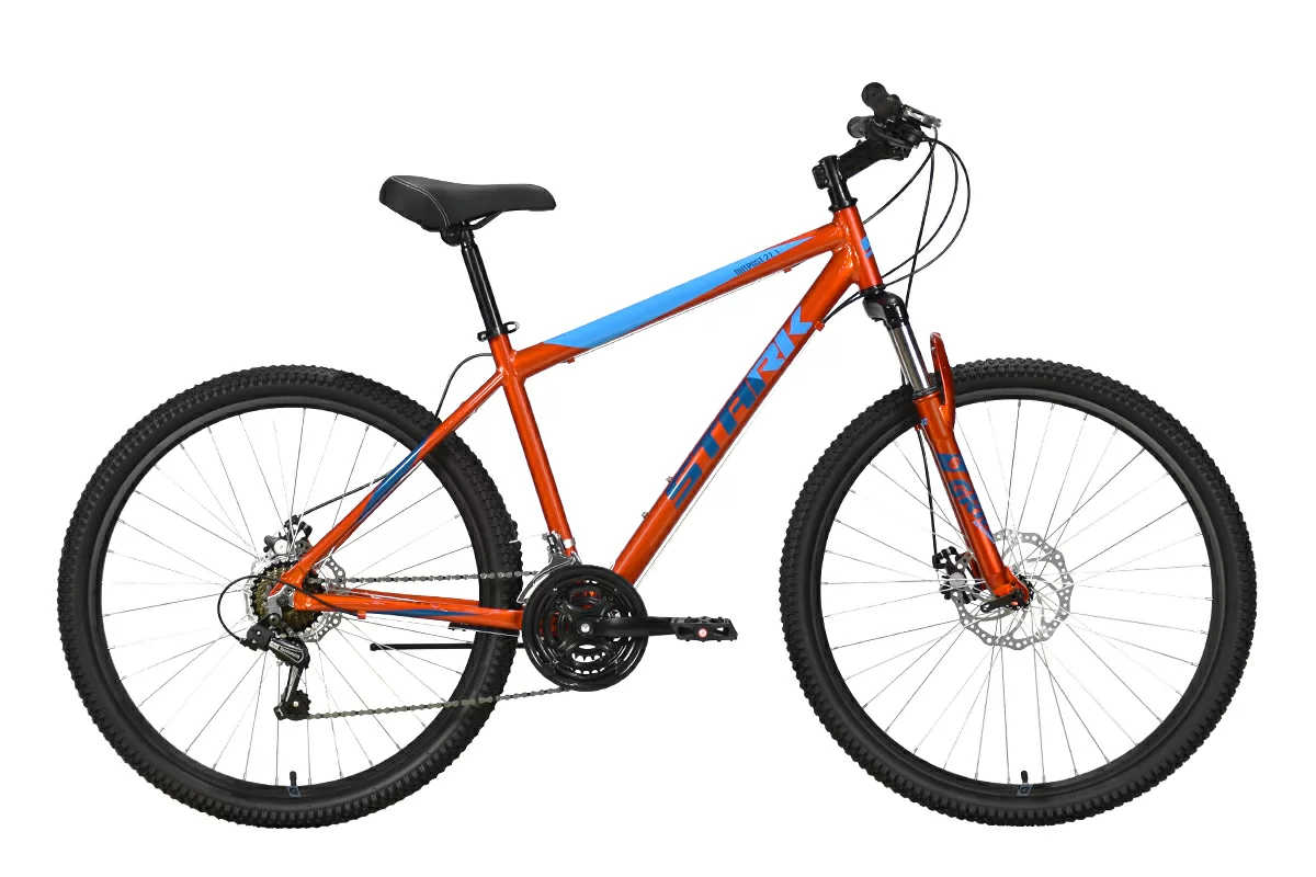 Реальное фото Велосипед Stark Outpost 27.1 D (2023) оранжевый/голубой/синий от магазина СпортЕВ