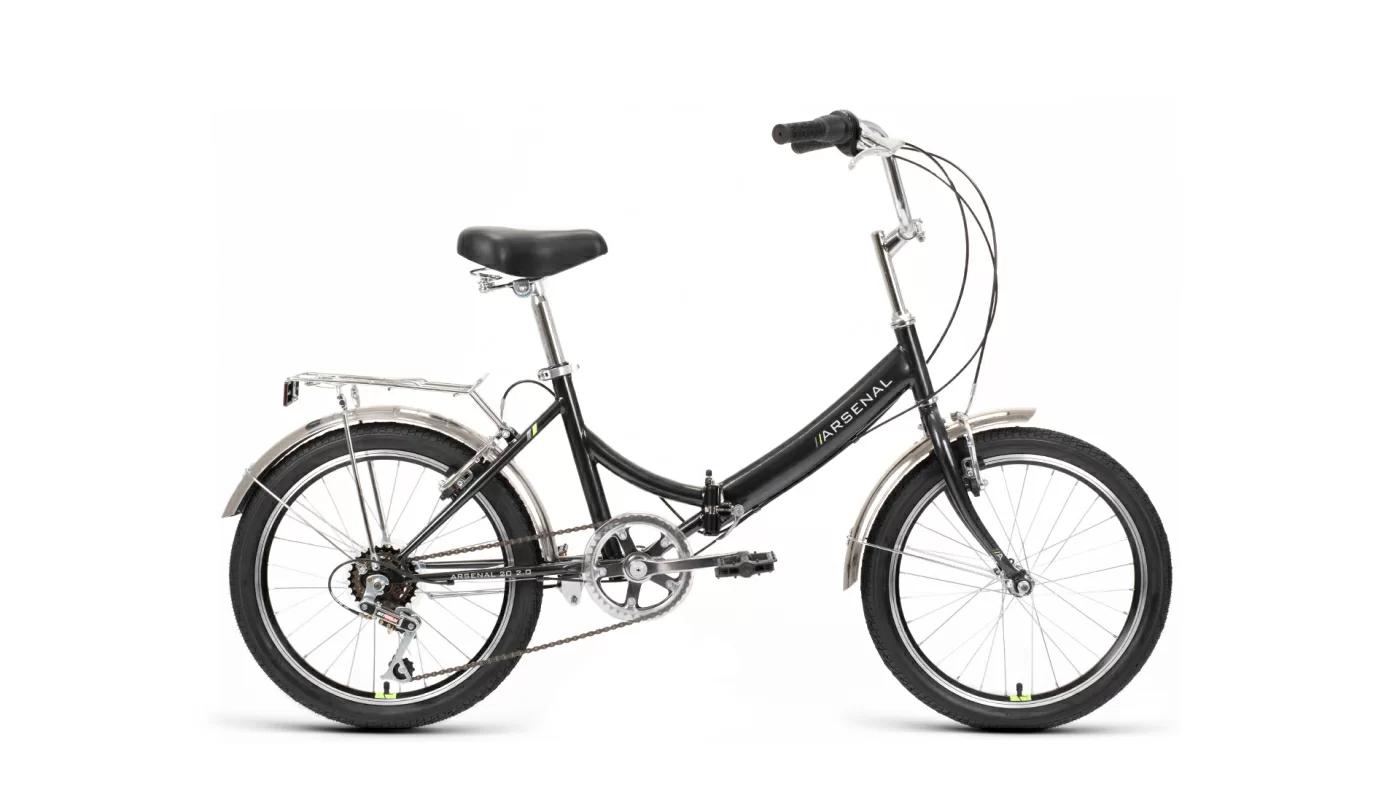 Реальное фото Велосипед Forward Arsenal 20 2.0 скл (6ск) (2022) черный/зеленый от магазина Спортев