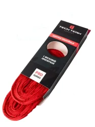 Шнурки хоккейные 244 см с пропиткой TechTeam красные 14932