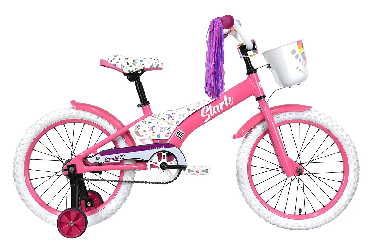 Реальное фото Велосипед Stark Tanuki 18 Girl (2023) розовый/фиолетовый/черный от магазина СпортЕВ