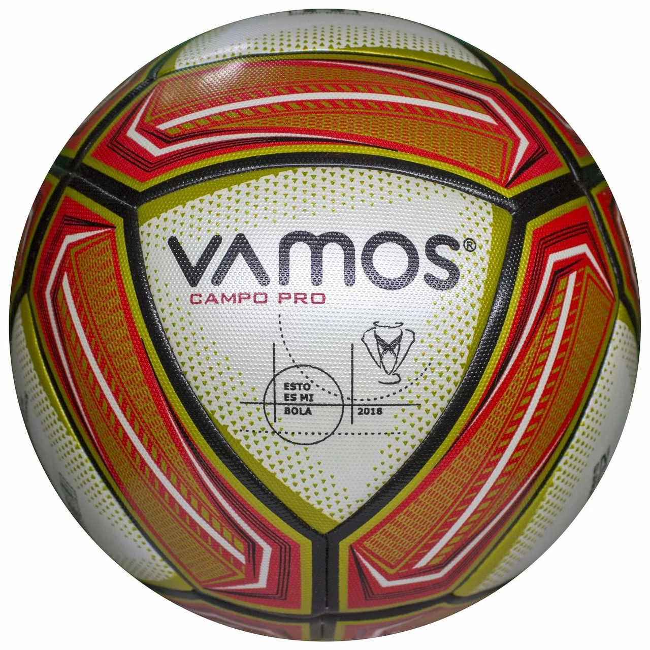 Реальное фото Мяч футбольный Vamos Campo Pro №5 20П бело-красно-золотистый BV 1053-WCP от магазина СпортЕВ