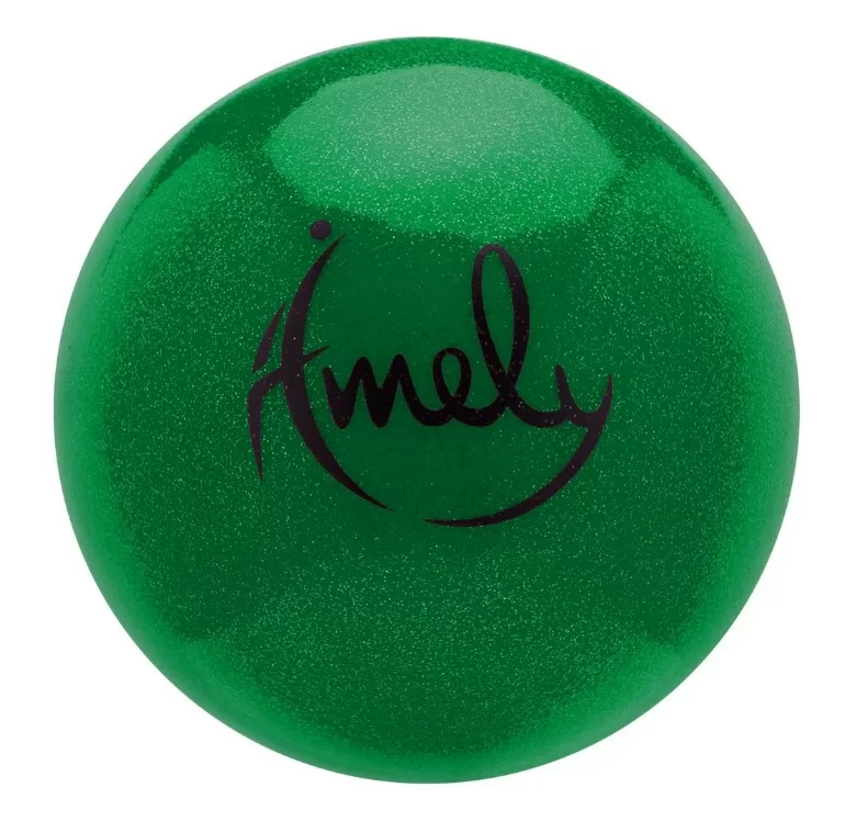 Реальное фото Мяч для художественной гимнастики 15 см Amely AGB-303 с насыщенными блестками зеленый 19942 от магазина СпортЕВ
