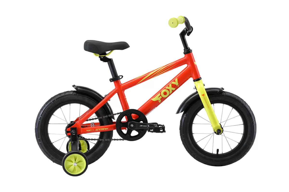 Реальное фото Велосипед Stark Foxy 14 (2019) оранжевый/зелёный от магазина СпортЕВ