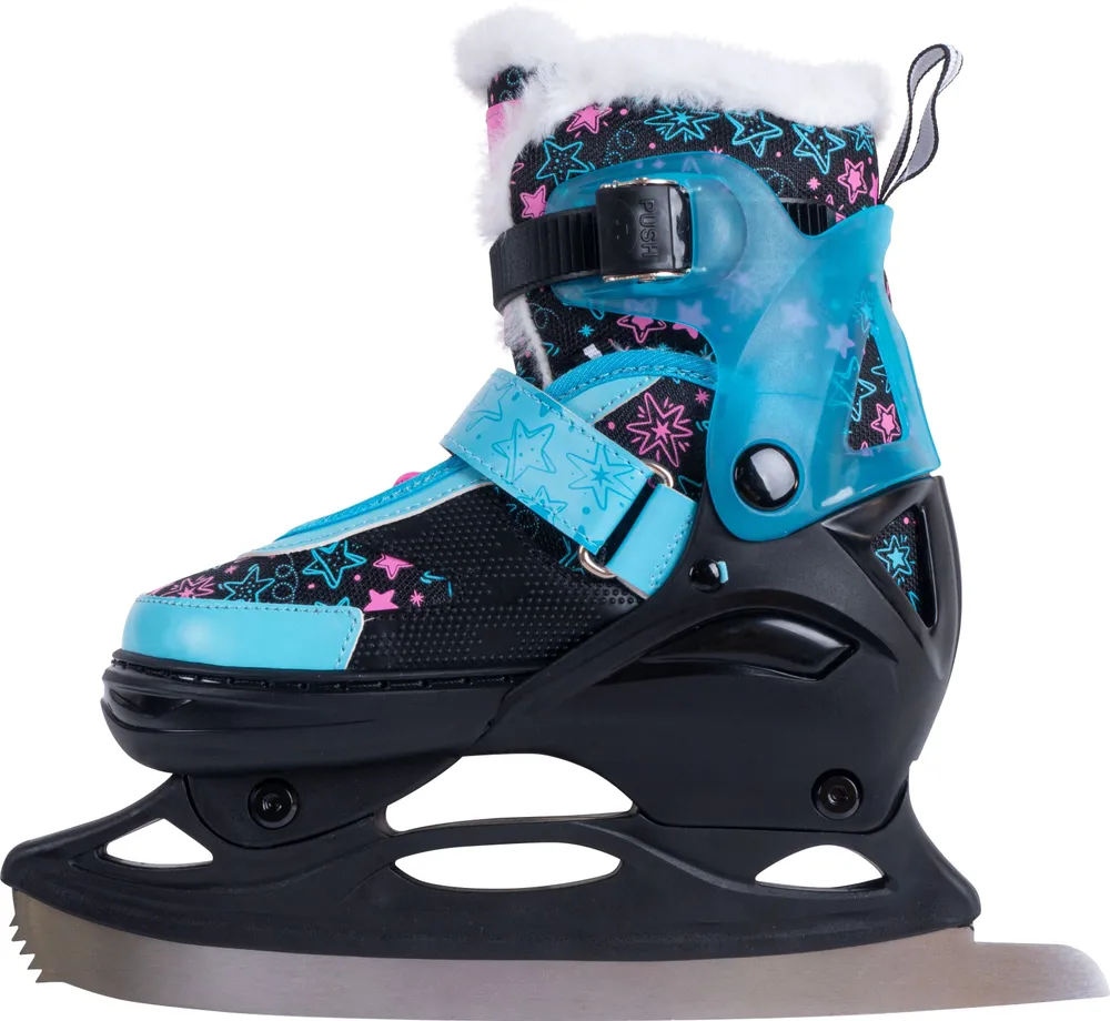 Реальное фото Коньки раздвижные TechTeam Iceroll черный/голубой от магазина Спортев