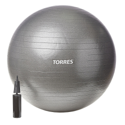 Фитбол 85 см Torres ПВХ антивзрыв, с насосом, темно-серый AL121185BK