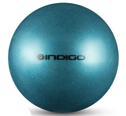 Мяч для художественной гимнастики 19 см 400 г Indigo металлик голубой с блестками IN118