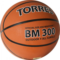 Мяч баскетбольный Torres BM300 размер №7 резина темно-оранж-черный B02017 Мяч баскетбольный Torres BM300 размер №7 резина темно-оранж-черный B02017