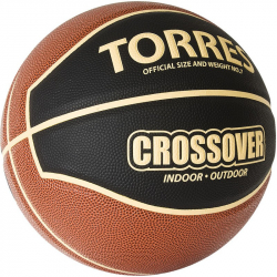 Мяч баскетбольный Torres Crossover размер №7 ПУ тем. черно-оранж-бежевый B32097