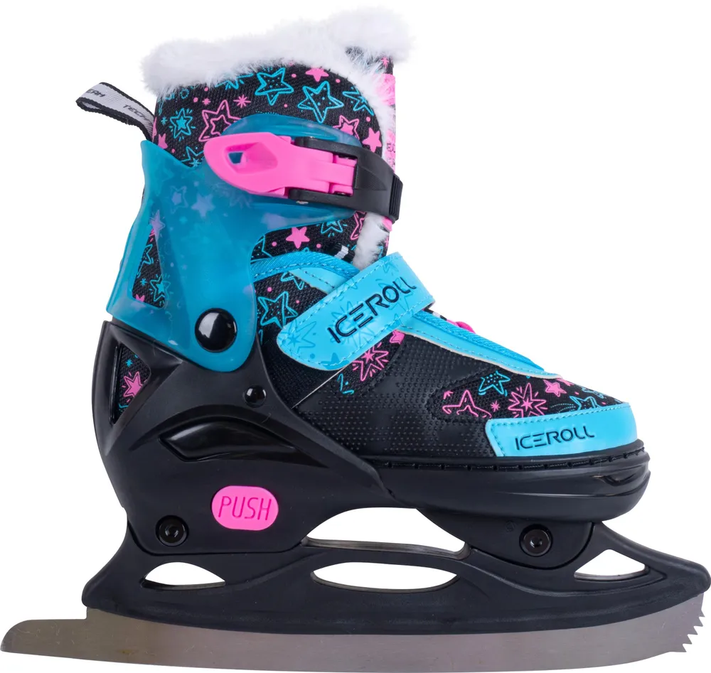 Реальное фото Коньки раздвижные TechTeam Iceroll черный/голубой от магазина Спортев