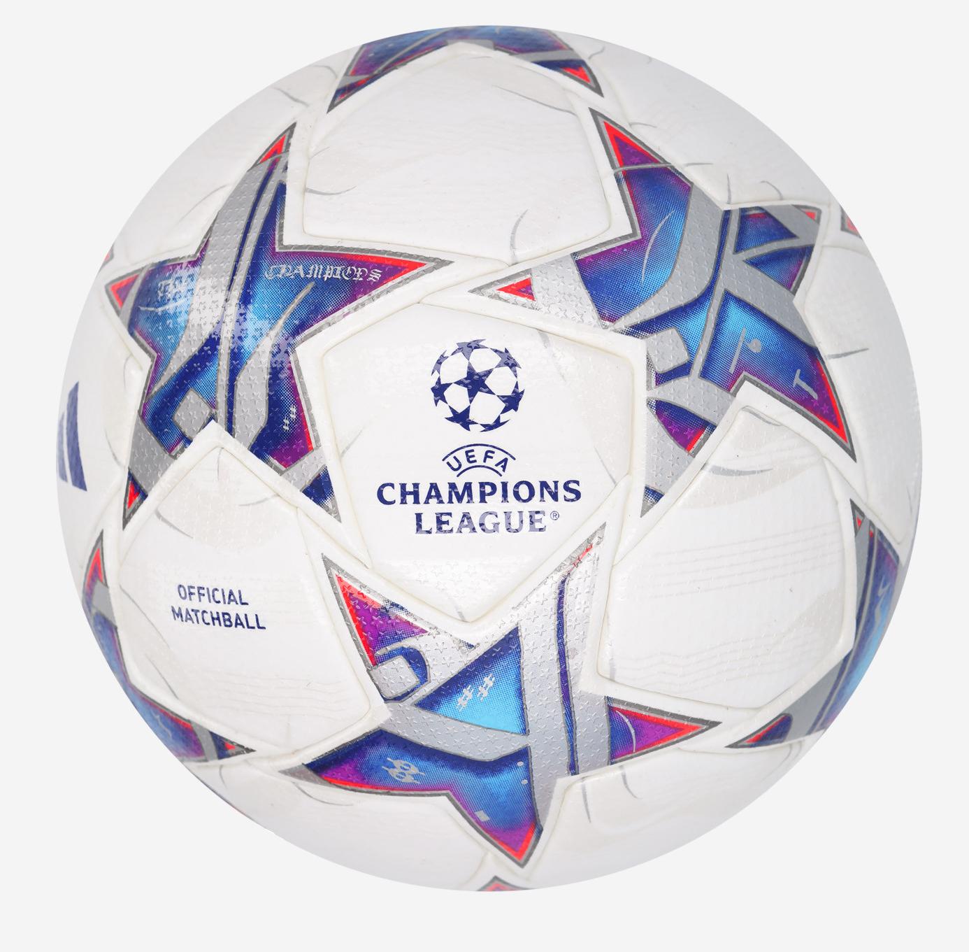 Мяч футбольный Adidas UCL PRO №5 белый/синий IA0953A01 Реальное фото Мяч футбольный Adidas UCL PRO №5 белый/синий IA0953A01 от магазина Спортев