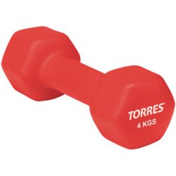 Гантель неопреновая 4 кг Torres красный PL55014