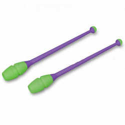 Булавы для гимнастики 45 см Indigo вставляющиеся (пластик, каучук) фиолетово-салатовые IN019