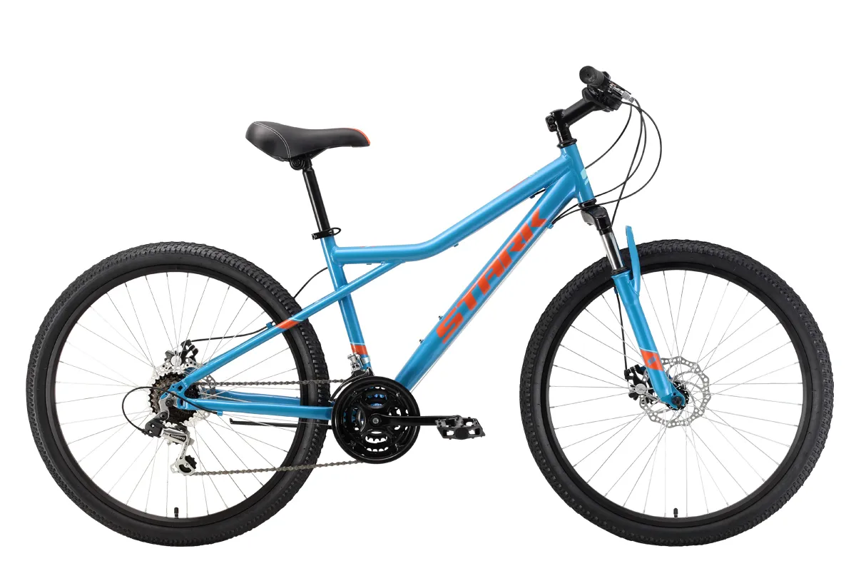 Реальное фото Велосипед Stark Slash 26 1 D (2021) синий/оранжевый от магазина СпортЕВ