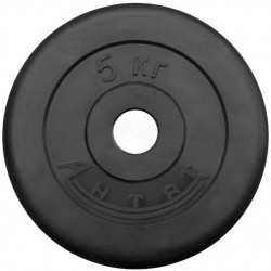 Диск d 26 мм Антат тренировочный обрезиненный 5 кг черный ДтА-05-26