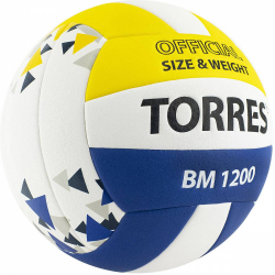 Мяч волейбольный Torres BM1200 р.5 синт. кожа бело-сине-желтый V42035