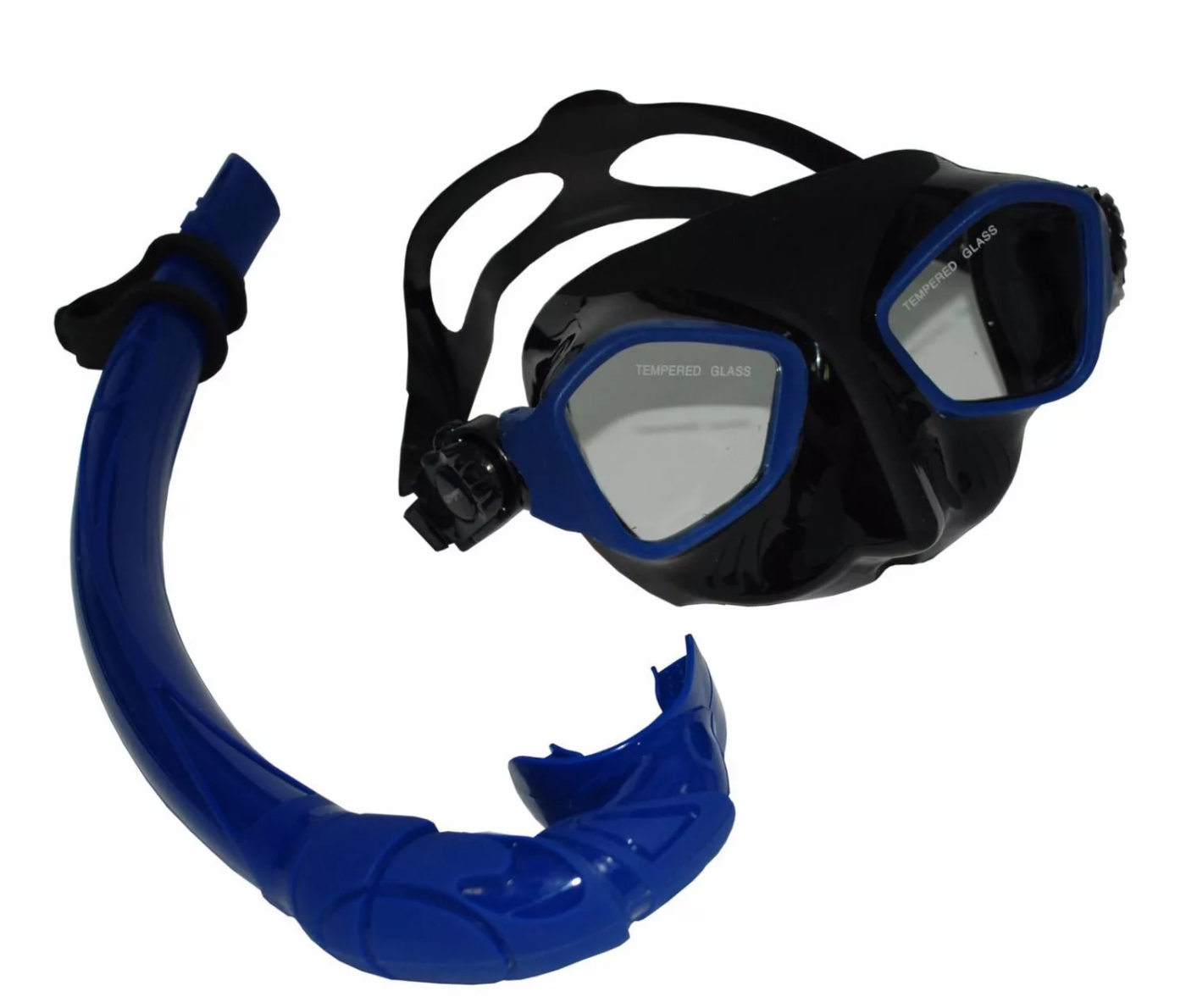 Реальное фото Набор для плавания M6206BDB (маска полнолицевая+трубка) силикон, черный/темно-синий от магазина СпортЕВ