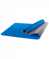 Коврик для йоги 173x61x0,4 см StarFit FM-201 TPE синий/серый  8846