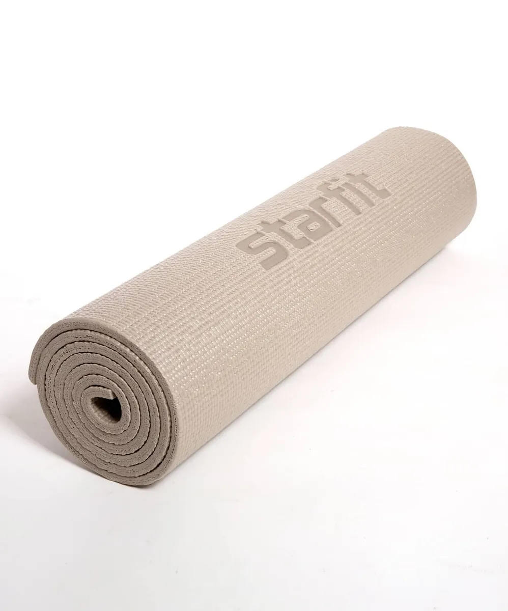 Реальное фото Коврик для йоги 173x61x1,0 см StarFit FM-101 PVC тепло-серый пастель 18909 от магазина СпортЕВ