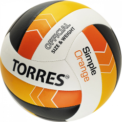 Мяч волейбольный Torres Simple Orange р.5 синт. кожа бело-черно-оранжевый V32125