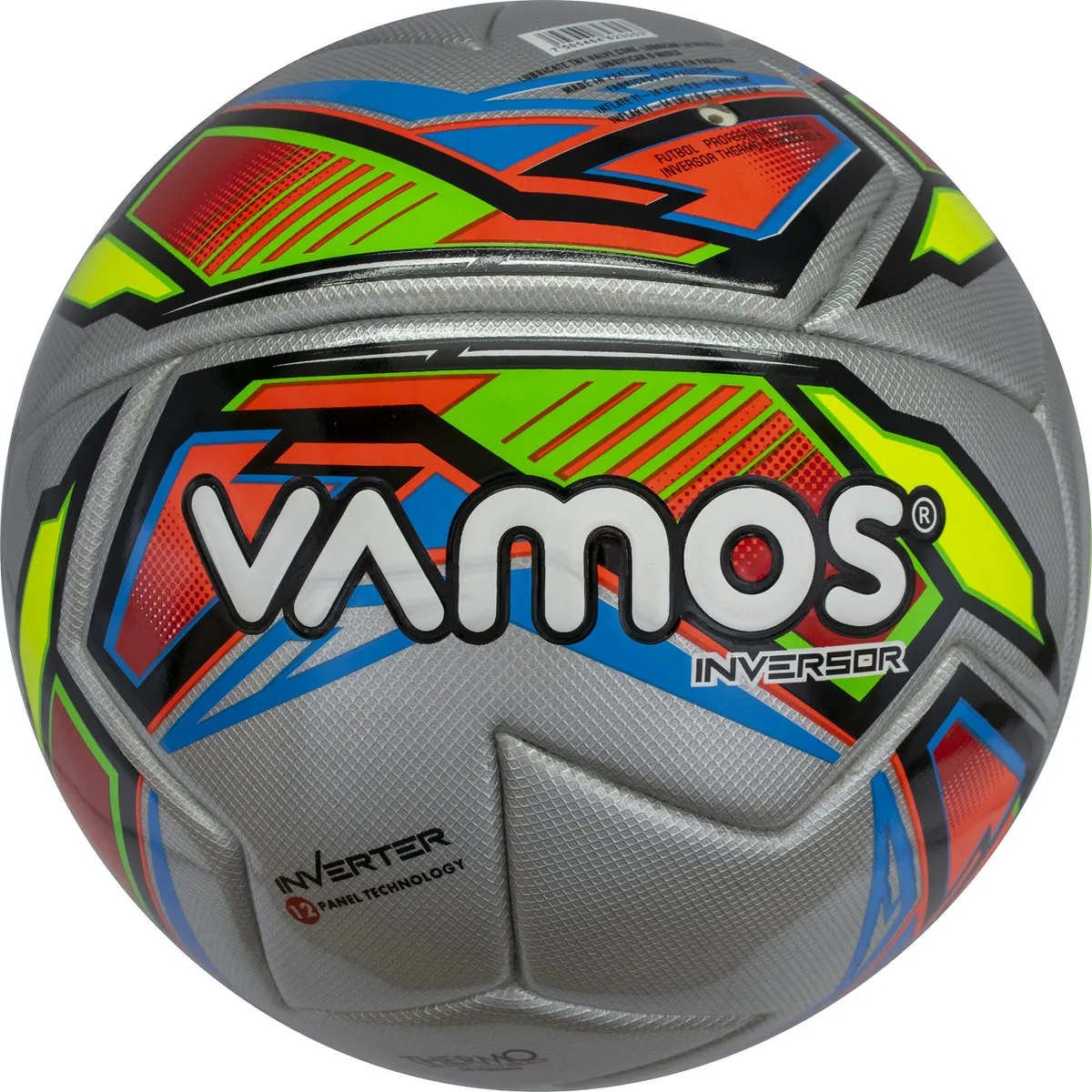 Реальное фото Мяч футбольный Vamos Inversor 12П №5 серебристый BV 3255-IST от магазина СпортЕВ