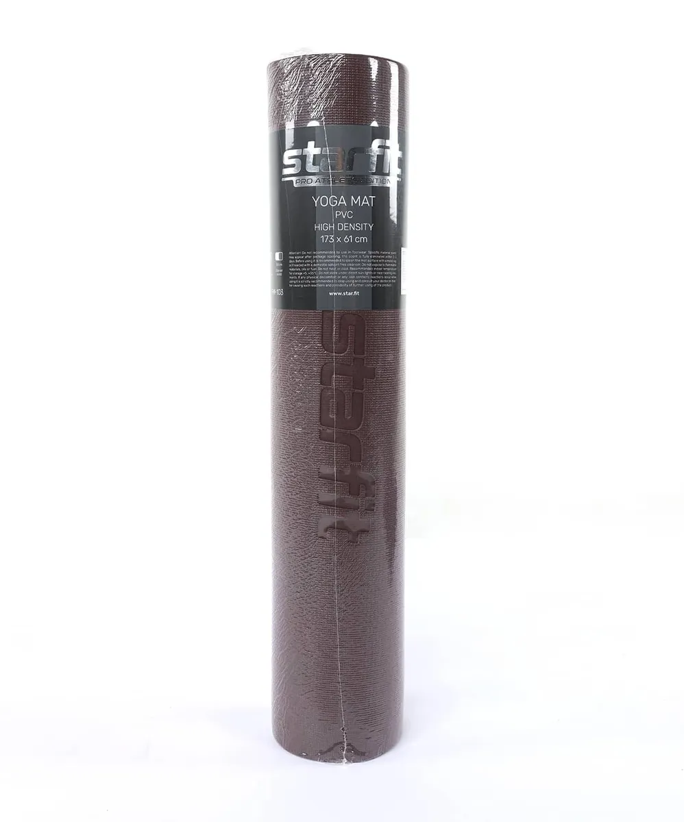 Реальное фото Коврик для йоги 173x61x0,6 см StarFit FM-103 высокой плотности PVC HD горячий шоколад 19273 от магазина СпортЕВ