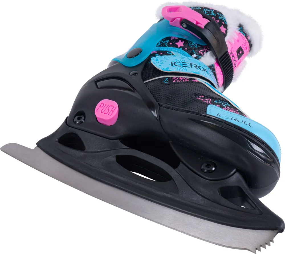 Реальное фото Коньки раздвижные TechTeam Iceroll черный/голубой от магазина Спортев