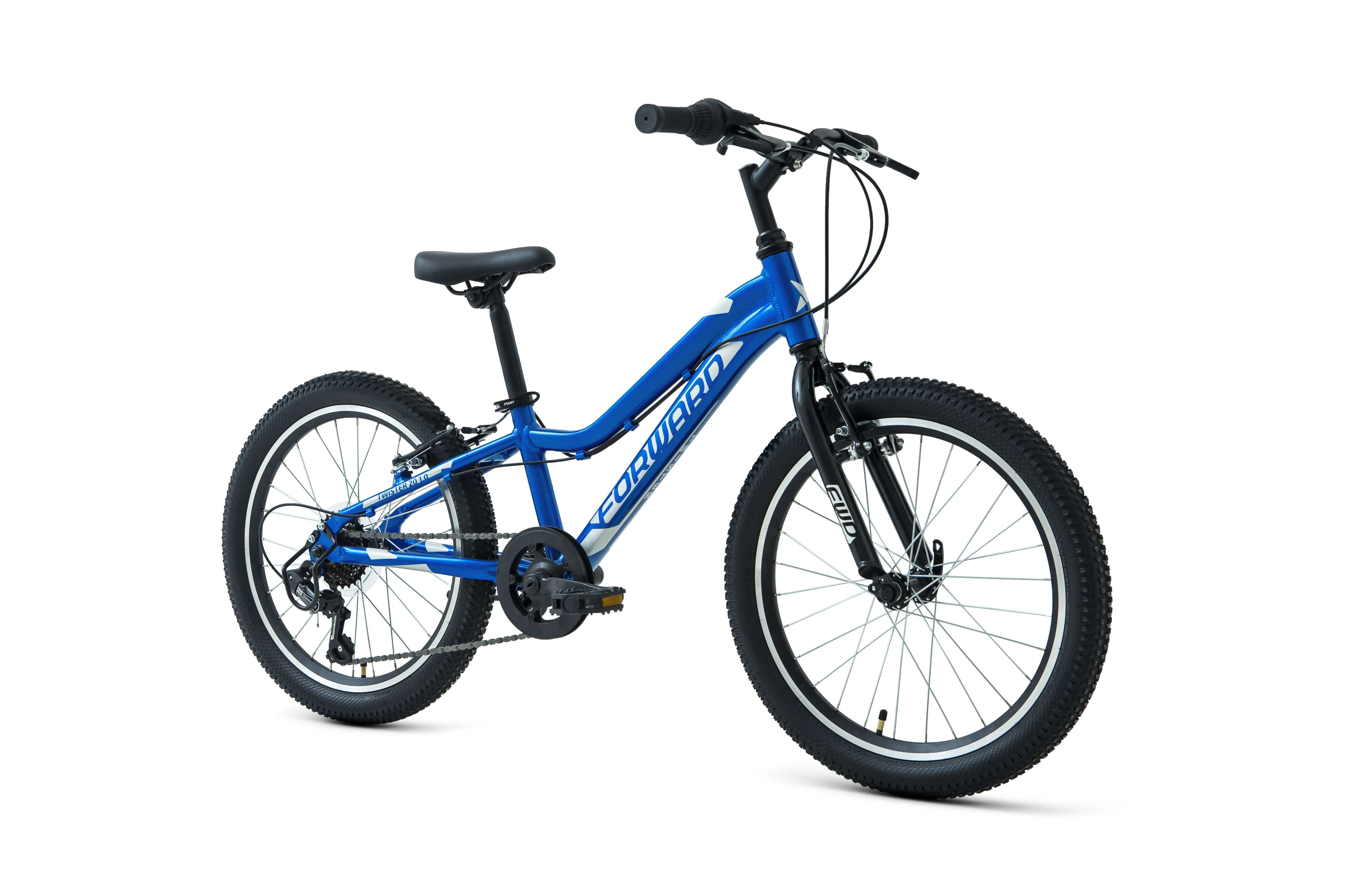 Реальное фото Велосипед Forward Twister 20 1.0 (7ск) (2021) синий/белый от магазина СпортЕВ