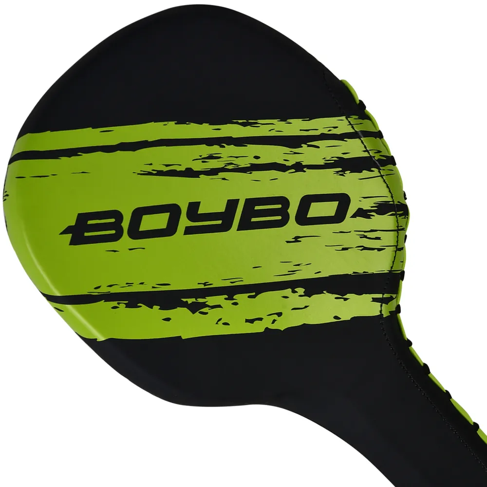 Реальное фото Лапа-ракетка тхэквондо BoyBo Stain Флекс черно-зеленый BPRT300 от магазина СпортЕВ