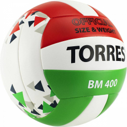 Мяч волейбольный Torres BM400 р.5 синт. кожа бело-красно-зеленый V32015