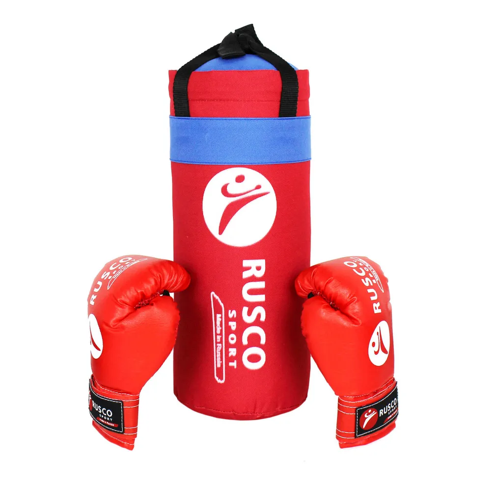 Реальное фото Набор боксерский для начинающих RuscoSport (мешок 1,9 кг + перчатки бокс. 4 oz) красный 0077 от магазина СпортЕВ