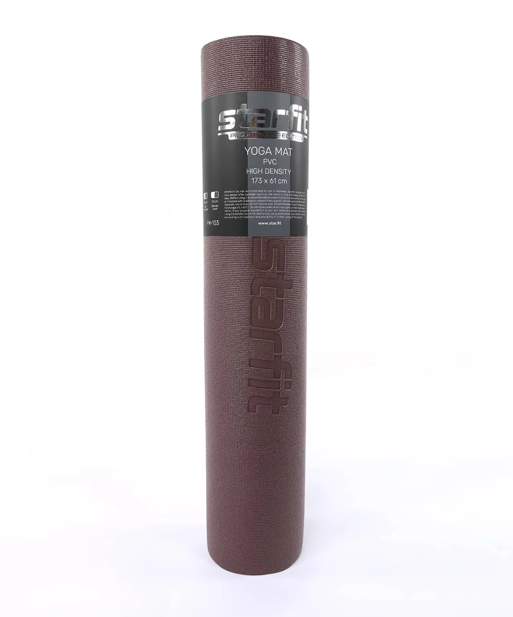 Реальное фото Коврик для йоги 173x61x0,6 см StarFit FM-103 высокой плотности PVC HD горячий шоколад 19273 от магазина СпортЕВ