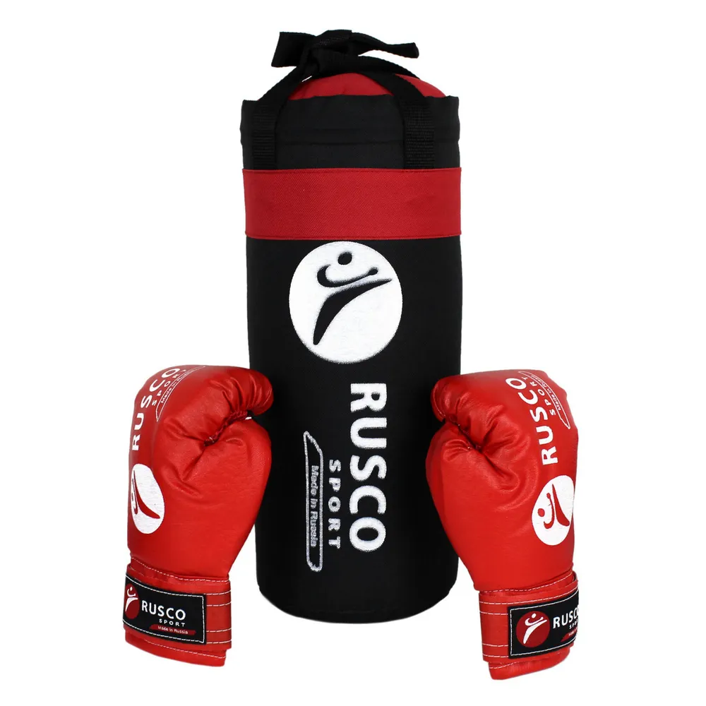 Реальное фото Набор боксерский для начинающих RuscoSport (мешок 1,9 кг + перчатки бокс. 4 oz) черно-красный 0081 от магазина СпортЕВ