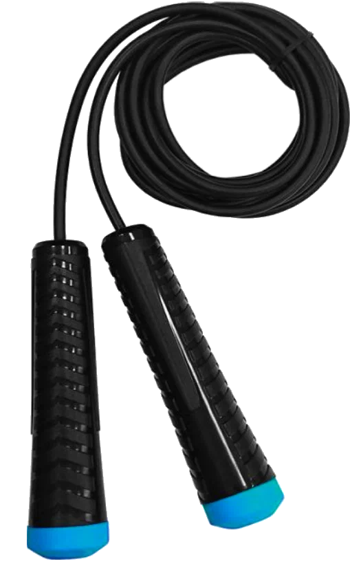 Реальное фото Скакалка 3 м Fortius ручки пластиковые трос ПВХ черный/бирюзовый F210401-3BE/МТ от магазина СпортЕВ
