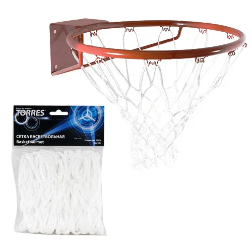 Реальное фото Сетка баскетбольная Torres ПП 4 мм Длина 0,55 м Вес 50 гр белая SS11055 от магазина СпортЕВ