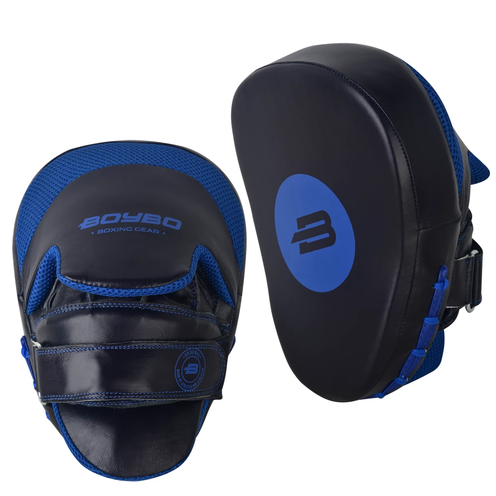 Реальное фото Лапы BoyBo Hook кожа черно-синие BPM420 от магазина Спортев