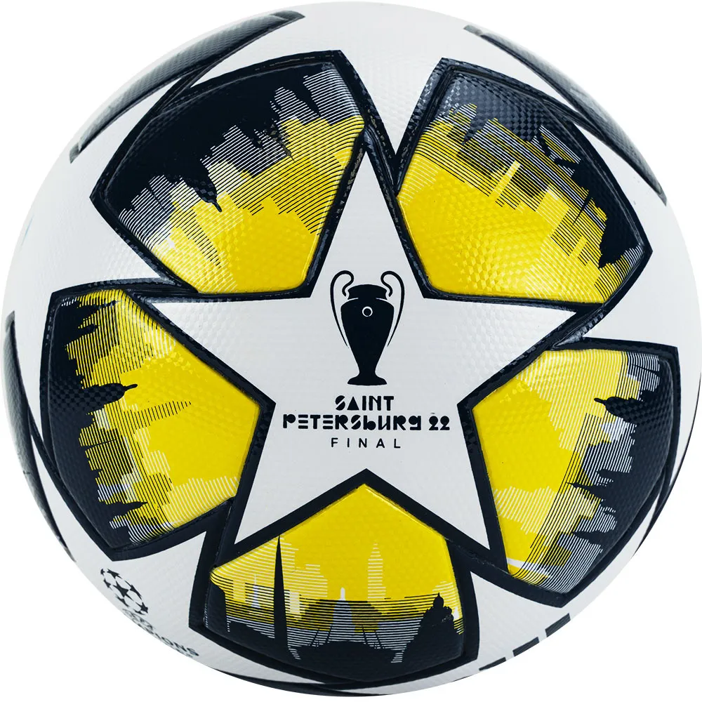 Реальное фото Мяч футбольный Adidas UCL League St.Petersburg №5 FIFA Quality бело-сине-желтый H57820 от магазина СпортЕВ