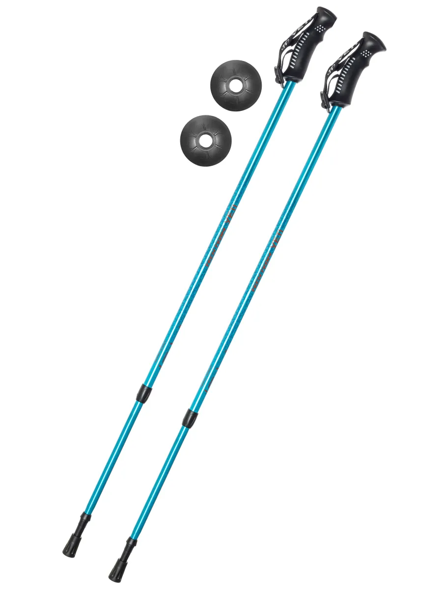 Реальное фото Палки для скандинавской ходьбы TechTeam Yeti 115-135 см 2-секционные синие от магазина СпортЕВ