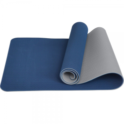 Коврик для йоги 183х61х0,6 см E39306 ТПЕ синий/серый 10021191