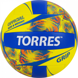 Мяч волейбольный Torres Grip р.5 синт. кожа желто-синий V32185